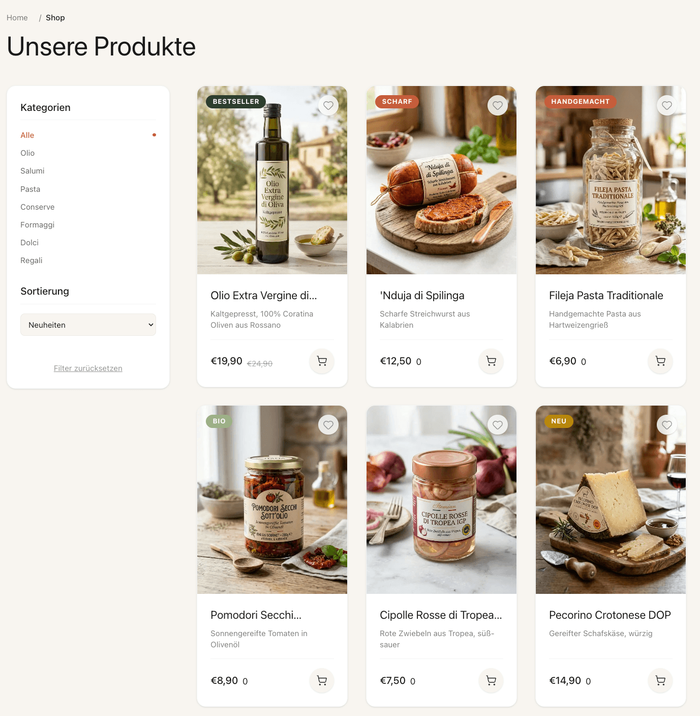 Boccaverde.com — Produkte